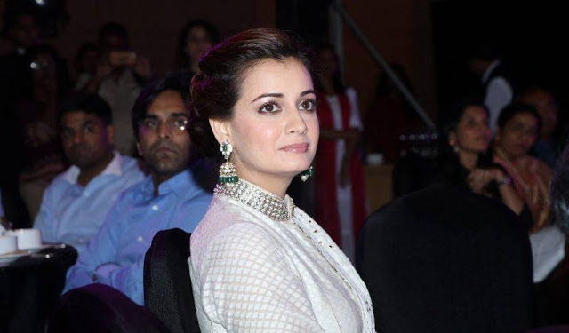 Bollywood Actress Dia Mirza Cute Looking In White Dress 5
